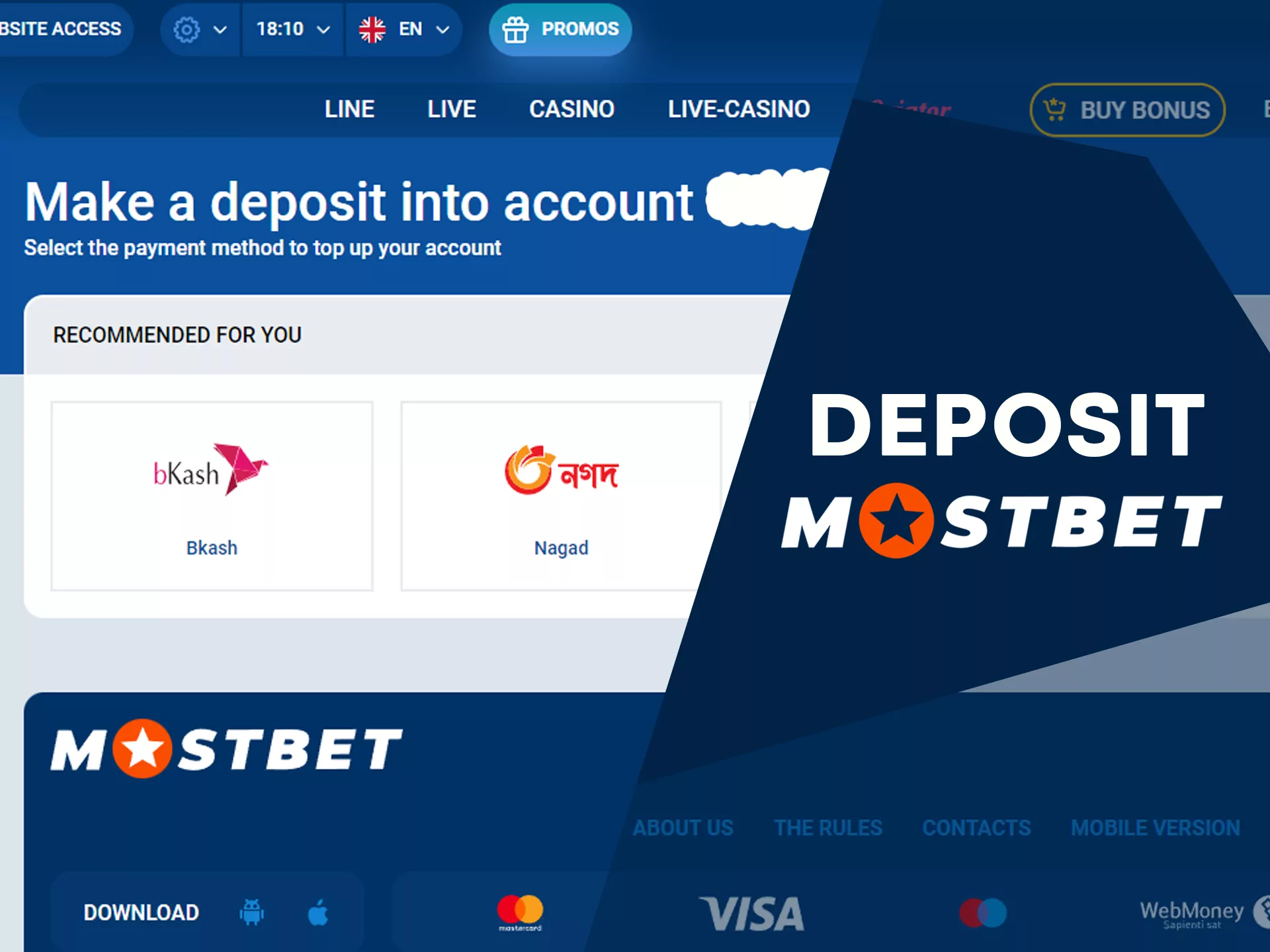 Mostbet deposititng step-by-step intruction.