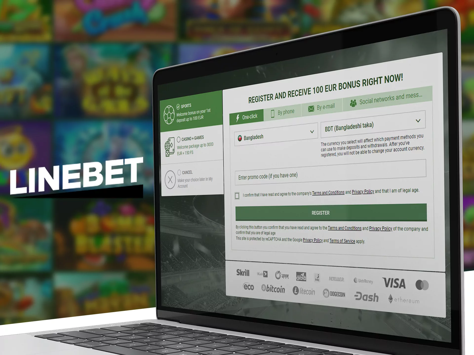 Linebet registration process .