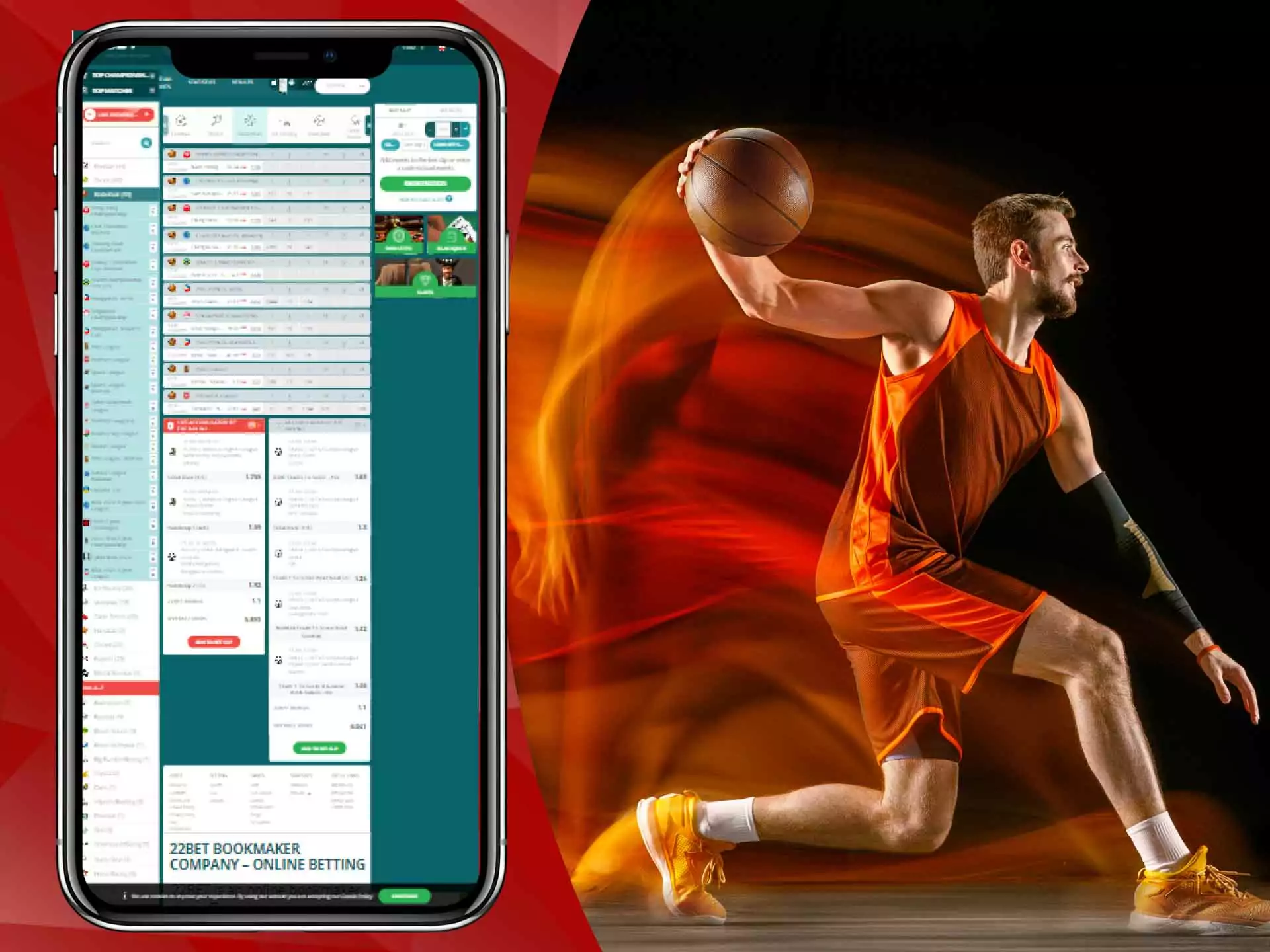 Basketball betting is available for players at 22Bet.