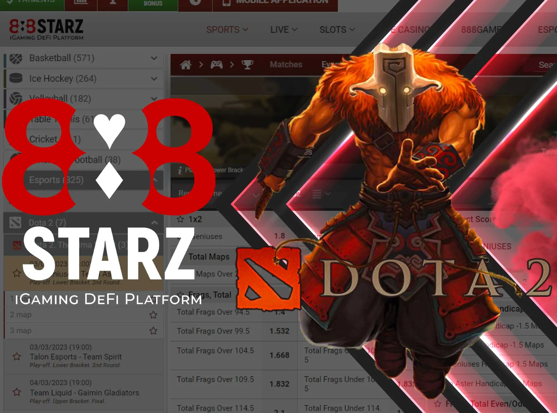 888starz-এ আপনি বাজি ধরার জন্য বিভিন্ন DOTA 2 প্রতিযোগিতা পাবেন।